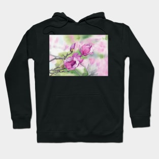 Watercolor magnolia flowers Hoodie